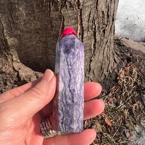 Purple (1) peacock agate tower | crystal